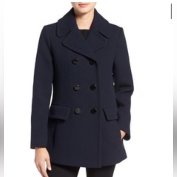 Kate Spade Wool Blend Navy Double Breast Peacoat Size XS - Picture 2 of 9